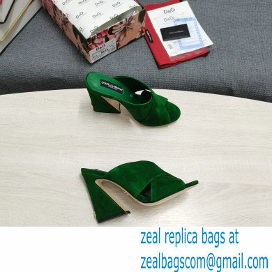 Dolce  &  Gabbana Heel 11cm Mules Suede Green with Geometric Heel 2022